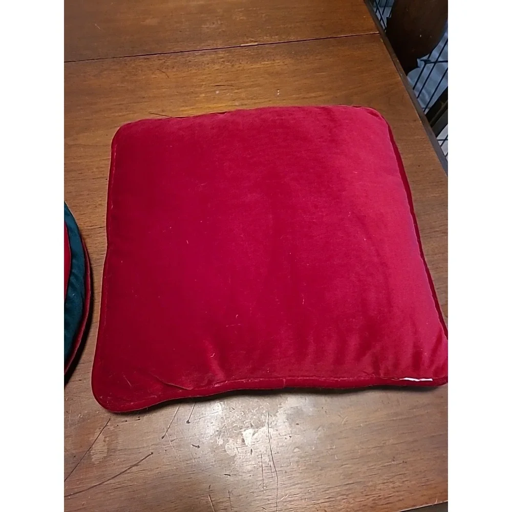 Christmas Velvet Throw Pillows 2 Snowman Christmas Tree Red‎ Green Holiday